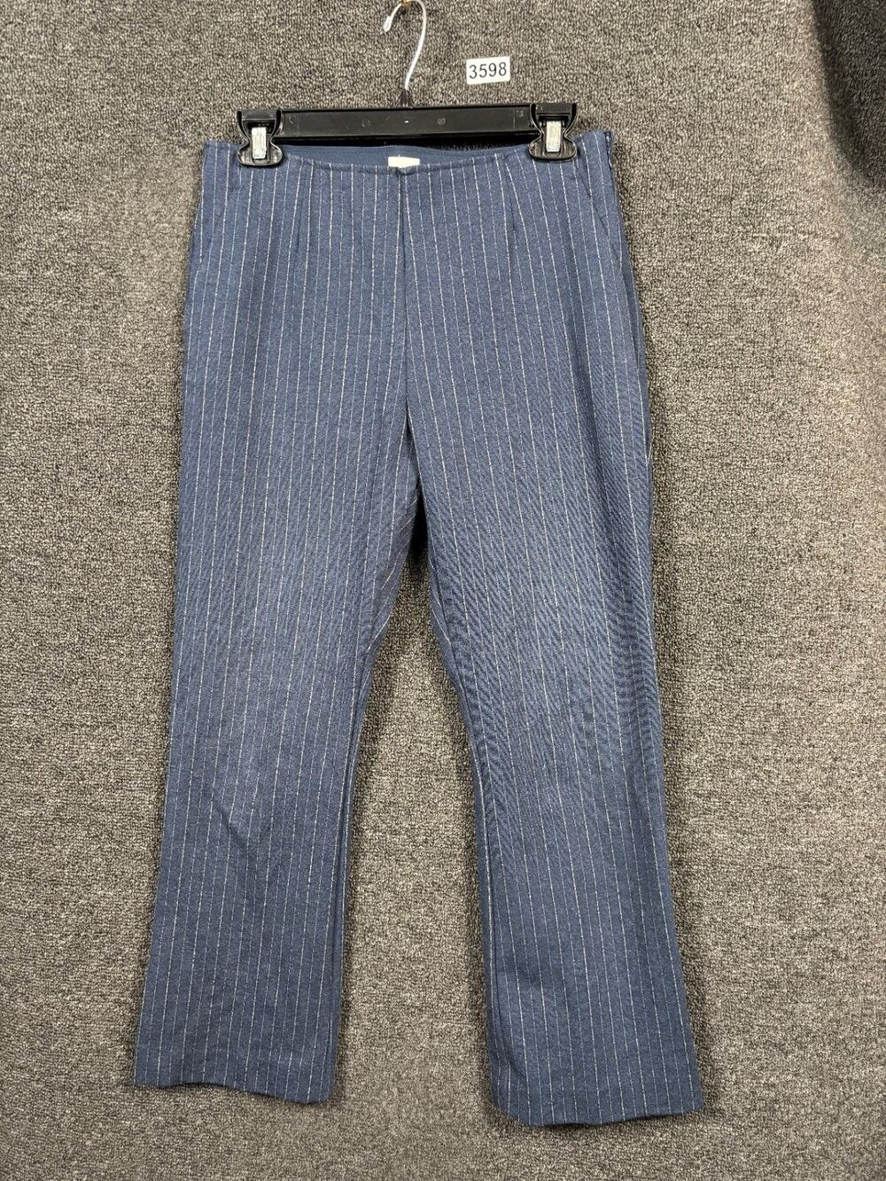 Gap Pants Womens Size 6 Blue Stripe Crop Flare Flat Front Nylon Stretch Casual